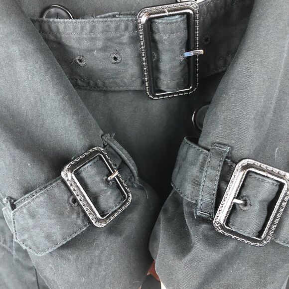 BANANA REPUBLIC Black Belted Trench Coat Size Small - Picture 4 of 10